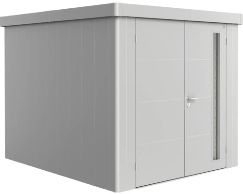 Remise à outils biohort Neo 3B double porte 236 x 292 cm argent-métallique Abri de jardin métallique avec double porte et fenêtre latérale