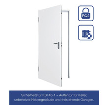 Porte de sécurité ouverte KSI 40-1 avec norme de sécurité RC2 et symbole pour les pièces non chauffées