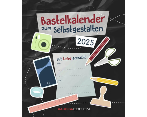 Bastelkalender DIY zum selbstgestalten schwarz 2025 21x24 cm