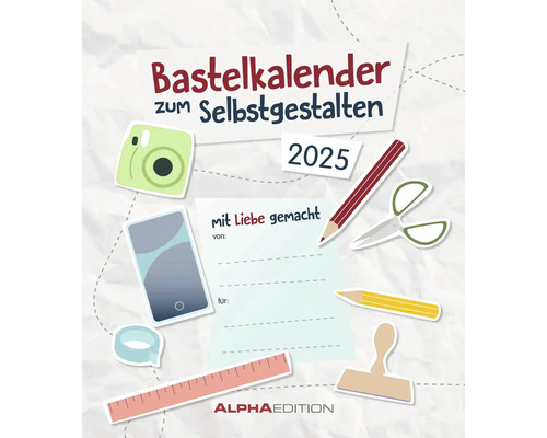 Bastelkalender DIY zum selbstgestalten weiss 2025 21x24 cm