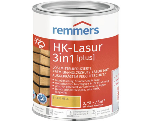 Remmers HK-Lasur 3en1 Lasure de protection du bois Chêne clair, boîte de 0,75 litre