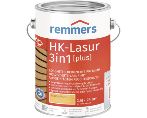 Remmers HK Lasur 3en1 lasure de protection du bois, boîte de 2,5 litres
