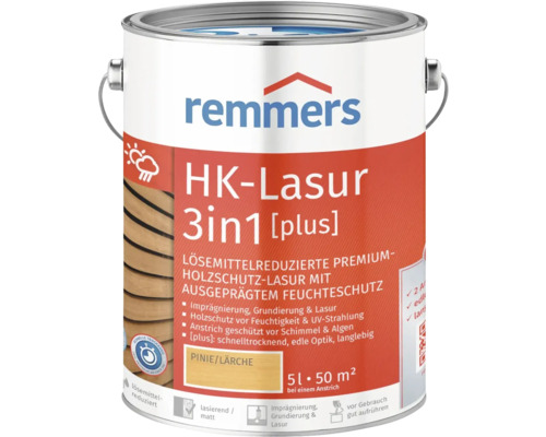 Remmers HK-Lasur 3en1 lasure de protection du bois dans un seau métallique de cinq litres