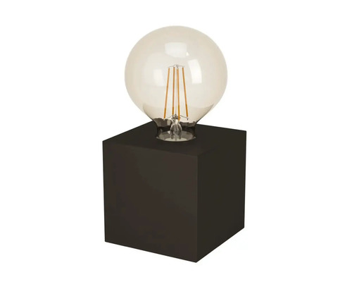 Lampe de table avec socle cubique et ampoule ronde