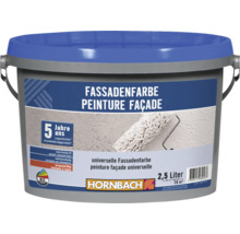 Eimer Fassadenfarbe mit dem Aufdruck 5 Jahre Langzeitschutz und 2,5 Liter Inhalt