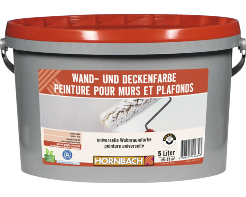 Peinture pour murs et plafonds blanche sans conservateurs 5 l Seau de peinture murale et de plafond