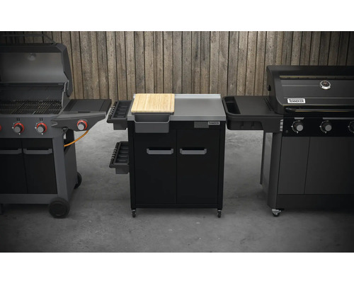Deux barbecues à gaz et un chariot de barbecue de la marque Tenneker