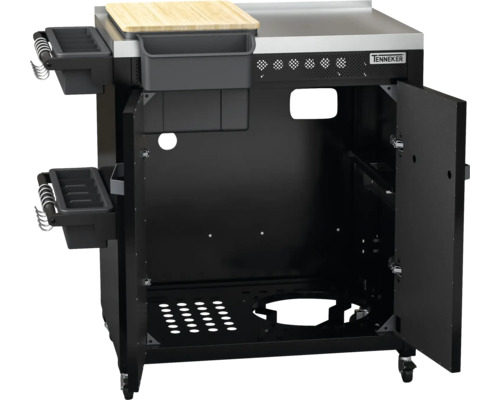 Chariot de grill avec planche à découper et espace de rangement pour accessoires de barbecue