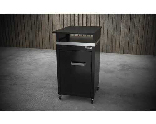 Meuble bas noir avec tiroir et roulettes