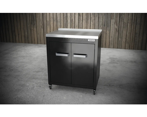 Armoire d''atelier avec plateau en acier inoxydable et deux portes