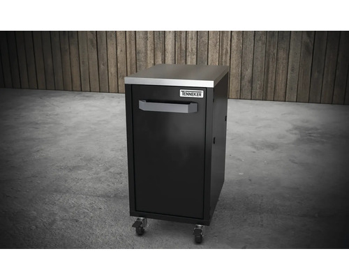 Meuble bas pour barbecue Tenneker avec roulettes et plan de travail en acier inoxydable
