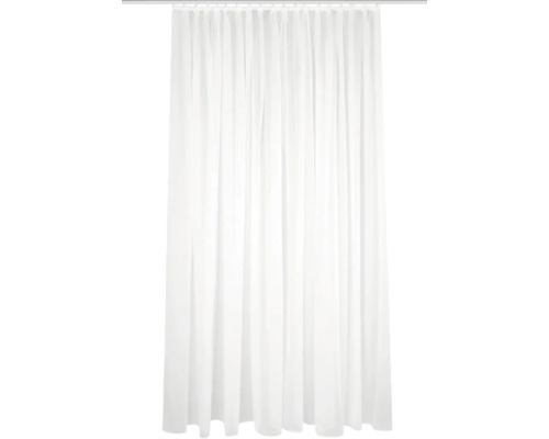 Rideau avec galon fronceur Sablio uni blanc légèrement scintillant 145x600 cm