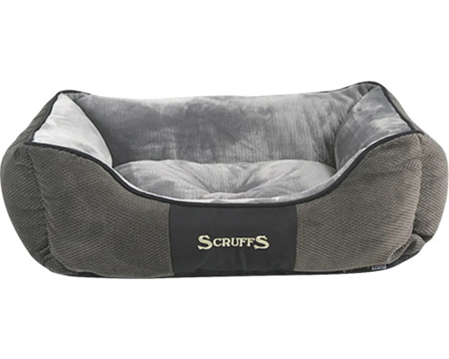 Lit pour chien Scruffs Chester Box Lit M couchage pour chien 60x50 cm gris Couchage pour chien avec logo Scruffs