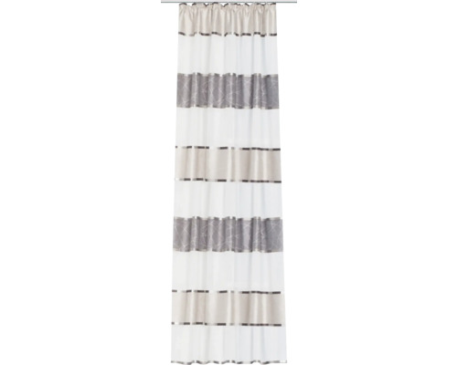 Vorhang mit Gardinenband Walter Streifen grau beige 140x145 cm