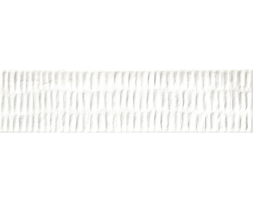 Carrelage mural en grès cérame fin LAGOON décor white lxLxé 6x24.6x0.85 cm