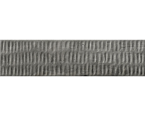 Carrelage mural en grès cérame fin LAGOON décor anthracite lxLxé 6x24.6x0.85 cm