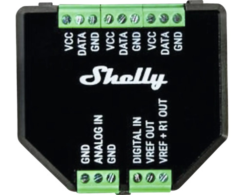 Shelly Add-on-Modul mit Anschlüssen für Datentransfer