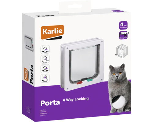 Chatière Karlie Porta avec verrouillage à quatre voies, étanche au vent