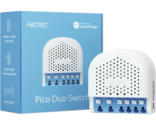 Interrupteur Aeotec Pico Duo avec le logo Works with SmartThings