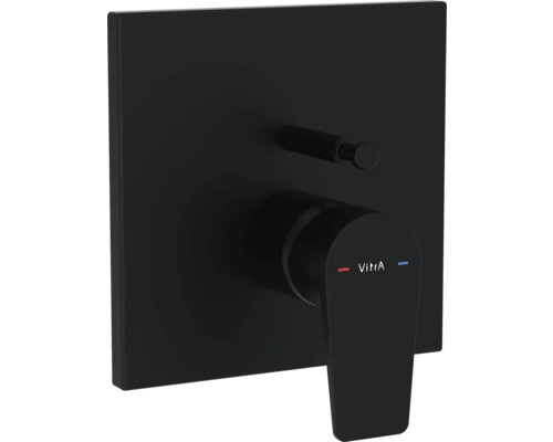 Schwarze Unterputz-Armatur mit Hebel und Vitra Logo