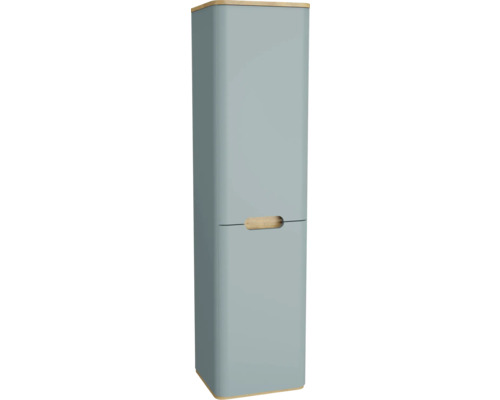 Armoire haute de salle de bain avec poignées en bois