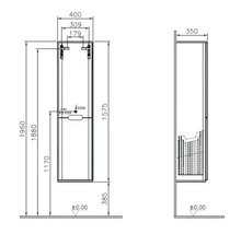 Dessin technique d''une armoire de salle de bains avec dimensions