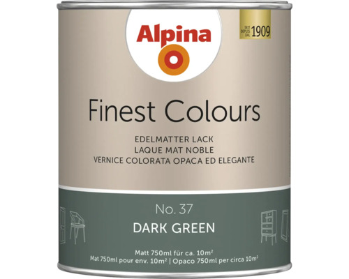 Laque Alpina Finest Colours dark green 750 ml Alpina Finest Colours peinture laquée vert foncé, pot de 750ml