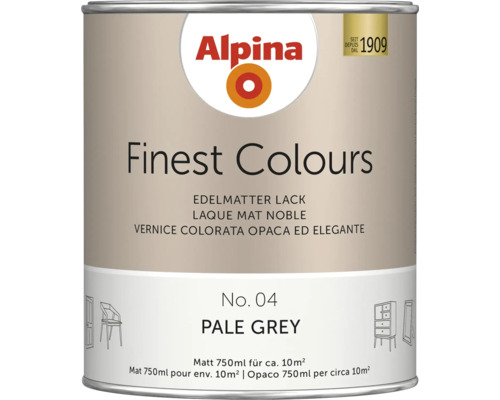 Laque Alpina Finest Colours pale grey 750 ml Alpina Finest Colours laque Pale Grey, pot de 750 ml