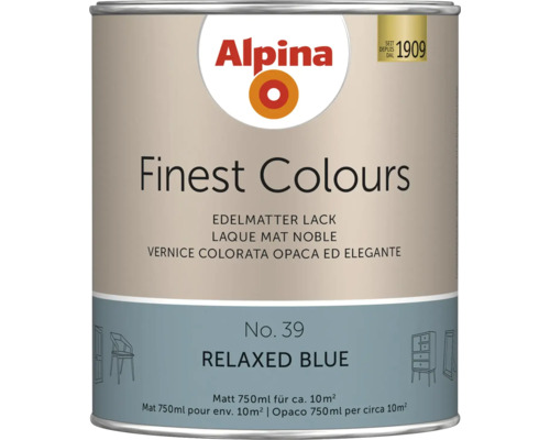 Alpina Finest Colours Lack relaxed blue 750 ml Alpina Finest Colours Lackfarbe, entspanntes Blau, 750 ml Dose