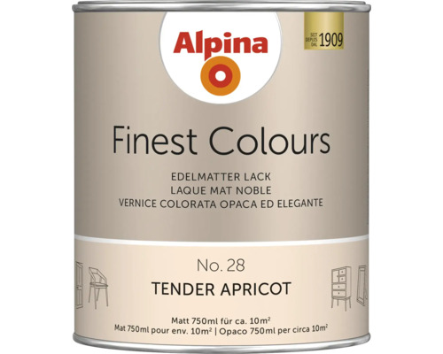 Alpina Finest Colours Lack tender alpina ricot 750 ml Alpina Finest Colours Lack Tender Apricot in einer Dose