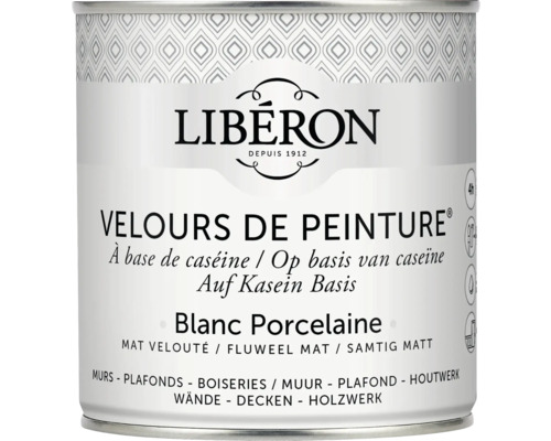 Wandfarbe Velours de Peinture weiss porzellan 0,5 l Libéron Samtige Wandfarbe Blanc Porcelaine auf Kasein Basis