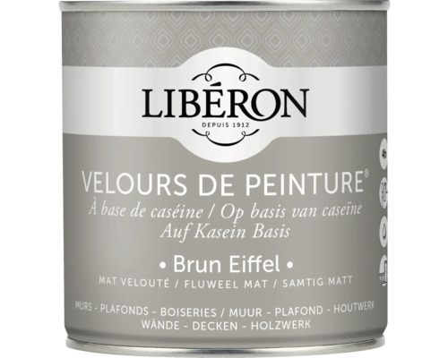 Peinture murale Velours de Peinture Brun Eiffel 0.5 l Pot de peinture Liberon Velours de Peinture pour murs, plafonds et boiseries