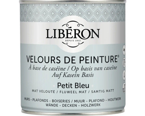 Peinture murale Velours de Peinture Petit Bleu 0.5 l Pot de peinture velours mate de Liberon, convient aux murs, plafonds et boiseries