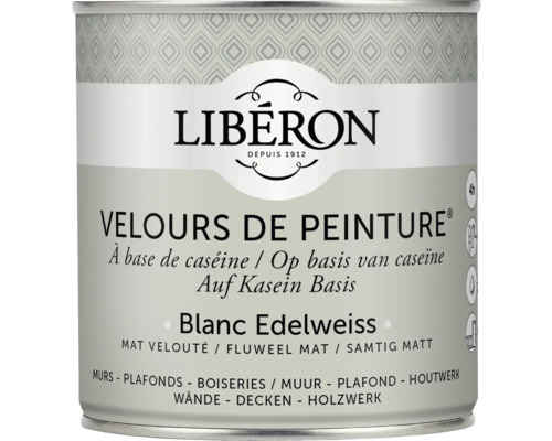 Peinture murale Velours de Peinture Blanc Edelweiss 0.5 l Peinture à base de caséine pour murs, plafonds et boiseries de Libéron