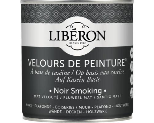 Wandfarbe Velours de Peinture schwarz smoking 0,5 l Libéron Velours de Peinture Farbe für Wände, Decken und Holzwerk