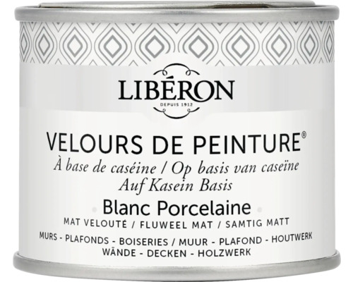 Wandfarbe Velours de Peinture weiss porzellan 125 ml Farbdose mit matter Kaseinfarbe für Wände, Decken und Holzwerk