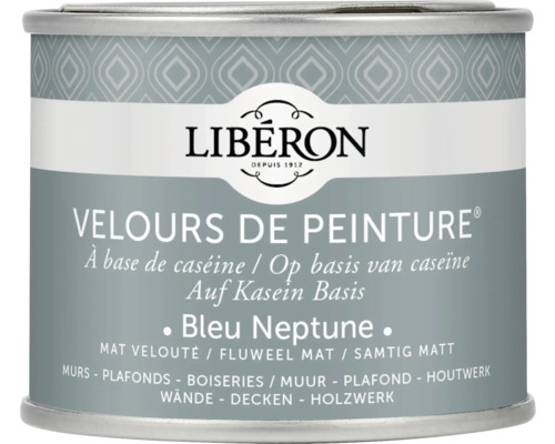 Peinture murale Velours de Peinture Bleu Neptune 125 ml Boîte de peinture avec peinture murale mate à base de caséine de la marque Libéron