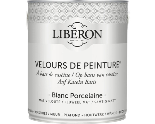 Wandfarbe Velours de Peinture weiss porzellan 2,5 l Farbe auf Kaseinbasis in Porzellanweiß von Libéron