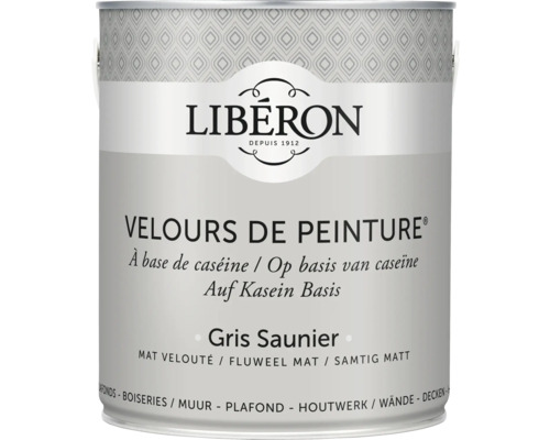 Wandfarbe Velours de Peinture grau saunier 2,5 l Liberon Velours de Peinture auf Kasein Basis, Farbe Gris Saunier, matte Oberfläche
