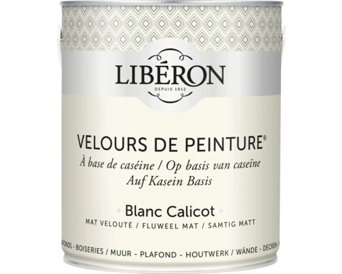 Peinture murale Velours de Peinture Blanc Calicot 2.5 l Pot de peinture avec peinture mate à base de caséine de Libéron