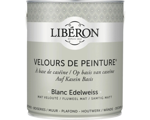 Peinture murale Velours de Peinture Blanc Edelweiss 2.5 l Pot de peinture mate à base de caséine de la marque Libéron, couleur Blanc Edelweiss