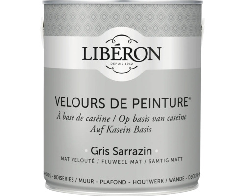 Wandfarbe Velours de Peinture grau sarrazin 2,5 l Farbeimer mit matter Wandfarbe, geeignet für Holzwerk, Wände und Decken