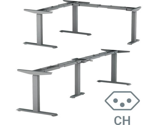 Piètement de table d'angle réglable en hauteur électrique à 3 niveaux 640-1290 mm anthracite