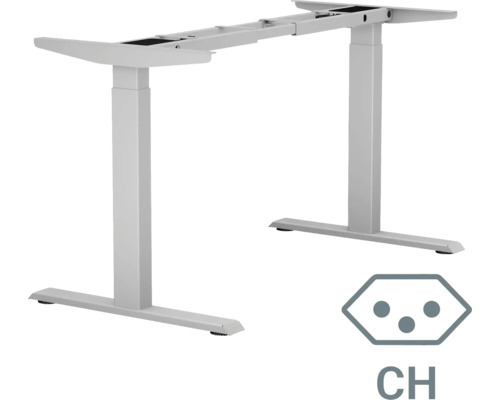 Piètement de table réglable en hauteur électrique à 2 niveaux 700-1200 mm argent 2 moteurs