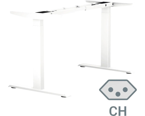 Piètement de table réglable en hauteur électrique à 2 niveaux 70-120 cm blanc 2 moteurs