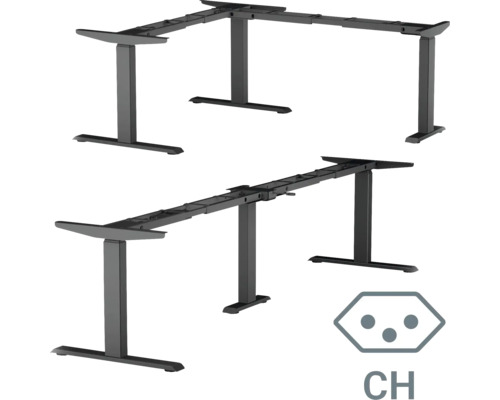 Eck-Tischgestell 3-stufig elektrisch höhenverstellbar 640-1290 mm schwarz