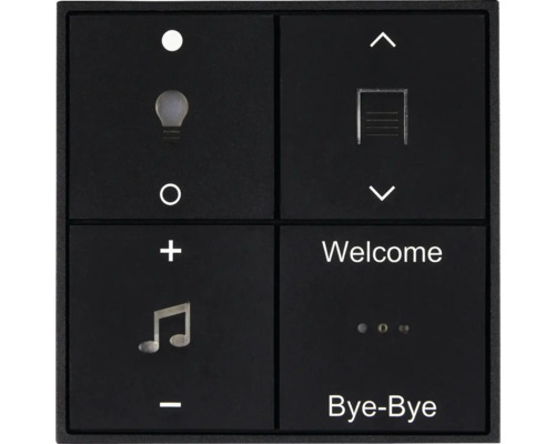 Interrupteur avec différents symboles pour la lumière, la musique et le contrôle des volets roulants