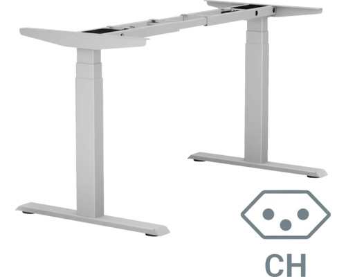 Piètement de table réglable en hauteur électrique à 3 niveaux 640-1290 mm argent 2 moteurs