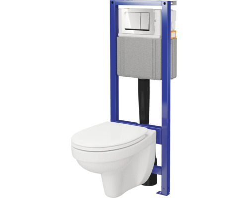 WC suspendu Cersanit CERSANIA cuvette à fond creux bride de rinçage ouverte à économie d'eau blanc brillant avec abattant SZWZ1009076282