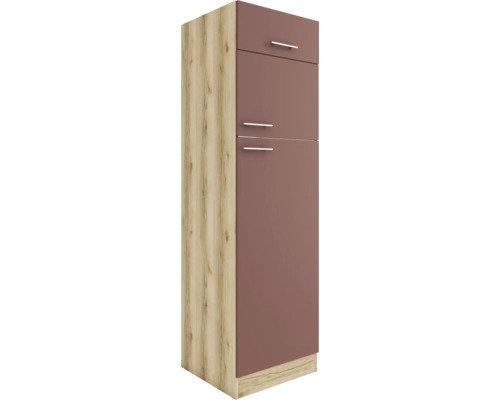 Armoire frigorifique Optifit pour réfrigérateur encastré 145 Bari407 lxpxh 60 x 57,1 x 206,8 cm rouge rouille mat démonté tirant réversible (montage à gauche ou à droite)